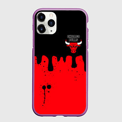 Чехол iPhone 11 Pro матовый Chicago Bulls Чикаго Буллз Логотип, цвет: 3D-фиолетовый
