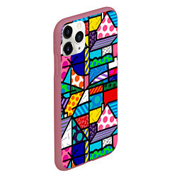 Чехол iPhone 11 Pro матовый Ромеро Бритто красочный узор, цвет: 3D-малиновый — фото 2