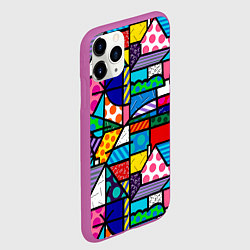 Чехол iPhone 11 Pro матовый Ромеро Бритто красочный узор, цвет: 3D-фиолетовый — фото 2