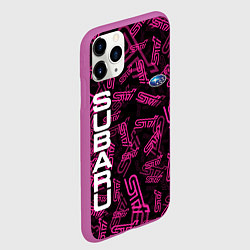 Чехол iPhone 11 Pro матовый SUBARU STI PATTERN, цвет: 3D-фиолетовый — фото 2