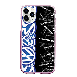 Чехол iPhone 11 Pro матовый Volkswagen Scirocco Half Pattern, цвет: 3D-розовый