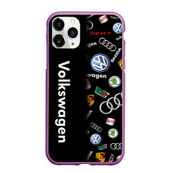 Чехол iPhone 11 Pro матовый Volkswagen Group Half Pattern, цвет: 3D-фиолетовый