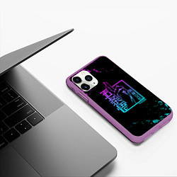 Чехол iPhone 11 Pro матовый СУКУНА МАГИЧЕСКАЯ БИТВА НЕОН SUKUNA NEON, цвет: 3D-фиолетовый — фото 2