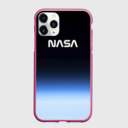 Чехол iPhone 11 Pro матовый NASA с МКС, цвет: 3D-малиновый