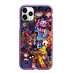 Чехол iPhone 11 Pro матовый Cute Fnaf Pattern, цвет: 3D-фиолетовый