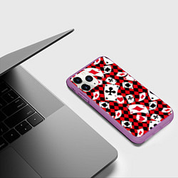 Чехол iPhone 11 Pro матовый Карты масти, цвет: 3D-фиолетовый — фото 2