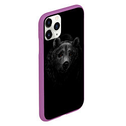 Чехол iPhone 11 Pro матовый Голова хищного медведя, цвет: 3D-фиолетовый — фото 2