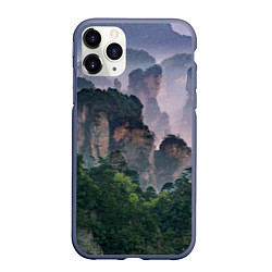 Чехол iPhone 11 Pro матовый Горы лес каньон, цвет: 3D-серый