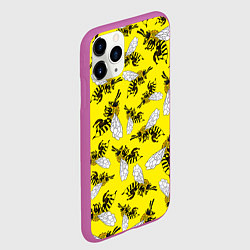 Чехол iPhone 11 Pro матовый Пчелы на желтом, цвет: 3D-фиолетовый — фото 2