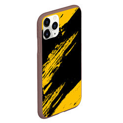 Чехол iPhone 11 Pro матовый BLACK AND YELLOW GRUNGE ГРАНЖ, цвет: 3D-коричневый — фото 2