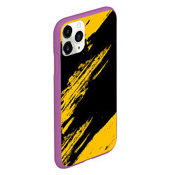 Чехол iPhone 11 Pro матовый BLACK AND YELLOW GRUNGE ГРАНЖ, цвет: 3D-фиолетовый — фото 2