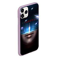 Чехол iPhone 11 Pro матовый Universe galaxy, цвет: 3D-сиреневый — фото 2