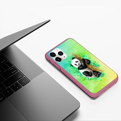Чехол iPhone 11 Pro матовый ПАНДА PANDA ЦВЕТНЫЕ КРАСКИ, цвет: 3D-малиновый — фото 2