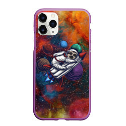 Чехол iPhone 11 Pro матовый Космический ленивец Space Sloth, цвет: 3D-фиолетовый