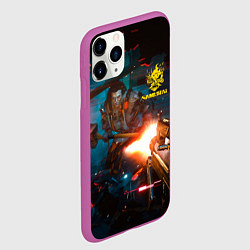 Чехол iPhone 11 Pro матовый Cyberpunk 2077 Night city, цвет: 3D-фиолетовый — фото 2