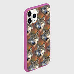 Чехол iPhone 11 Pro матовый Волки Wolfs паттерн, цвет: 3D-фиолетовый — фото 2
