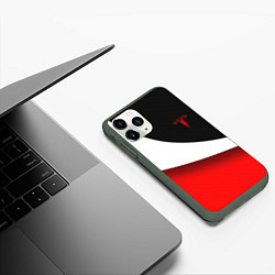 Чехол iPhone 11 Pro матовый TESLA - ЦВЕТА КОМПАНИИ, цвет: 3D-темно-зеленый — фото 2