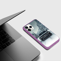 Чехол iPhone 11 Pro матовый Лексус - зимняя дорога!, цвет: 3D-фиолетовый — фото 2