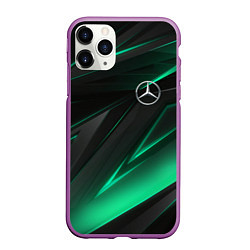 Чехол iPhone 11 Pro матовый MERCEDES-BENZ AMG NEON STRIPES PETRONAS, цвет: 3D-фиолетовый