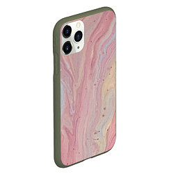 Чехол iPhone 11 Pro матовый Мраморный дизайн с розовыми, синими и желтыми цвет, цвет: 3D-темно-зеленый — фото 2