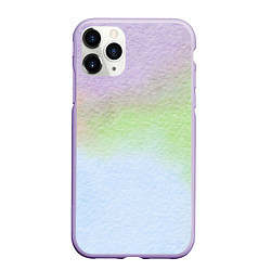 Чехол iPhone 11 Pro матовый Акварельный принт, цвет: 3D-светло-сиреневый