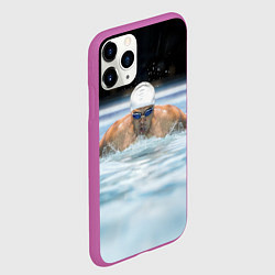 Чехол iPhone 11 Pro матовый Плавание Пловец, цвет: 3D-фиолетовый — фото 2