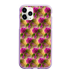 Чехол iPhone 11 Pro матовый Фиолетовые цветочки 3d, цвет: 3D-сиреневый