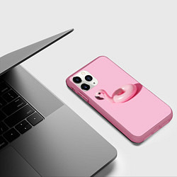 Чехол iPhone 11 Pro матовый Flamingos Розовый фламинго, цвет: 3D-малиновый — фото 2