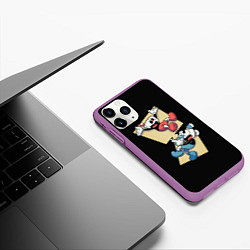 Чехол iPhone 11 Pro матовый Две веселые чашки Cuphead, цвет: 3D-фиолетовый — фото 2