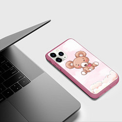 Чехол iPhone 11 Pro матовый Плюшевый мишка игрушка, цвет: 3D-малиновый — фото 2