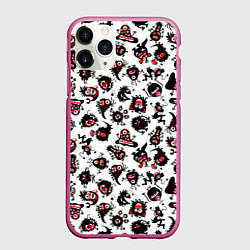 Чехол iPhone 11 Pro матовый Монстрики мини, цвет: 3D-малиновый
