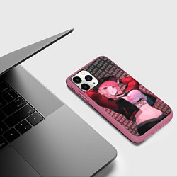 Чехол iPhone 11 Pro матовый Милая аниме девушка в кепке, цвет: 3D-малиновый — фото 2