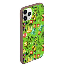 Чехол iPhone 11 Pro матовый Сочные фрукты паттерн, цвет: 3D-коричневый — фото 2