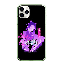 Чехол iPhone 11 Pro матовый Шинобу Кочо силуэт Клинок рассекающего демонов, цвет: 3D-салатовый