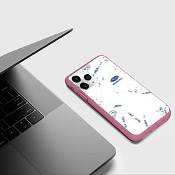 Чехол iPhone 11 Pro матовый Subaru субару Паттерн, цвет: 3D-малиновый — фото 2