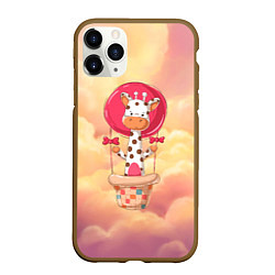 Чехол iPhone 11 Pro матовый Жираф на воздушном шаре, цвет: 3D-коричневый