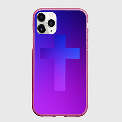 Чехол iPhone 11 Pro матовый Крест в неоне, цвет: 3D-малиновый
