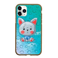 Чехол iPhone 11 Pro матовый Серый маленький волк, цвет: 3D-коричневый