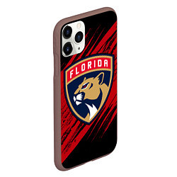 Чехол iPhone 11 Pro матовый Florida Panthers, Флорида Пантерз, NHL, цвет: 3D-коричневый — фото 2