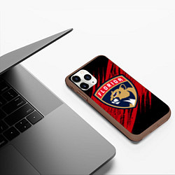 Чехол iPhone 11 Pro матовый Florida Panthers, Флорида Пантерз, NHL, цвет: 3D-коричневый — фото 2