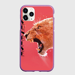 Чехол iPhone 11 Pro матовый Leopard sunrise, цвет: 3D-фиолетовый