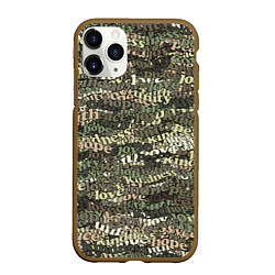 Чехол iPhone 11 Pro матовый Peace, Love камуфляж, цвет: 3D-коричневый