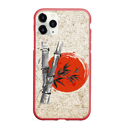 Чехол iPhone 11 Pro матовый Закат Бамбук, цвет: 3D-красный