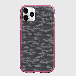 Чехол iPhone 11 Pro матовый Тёмно-Серый Камуфляж Рыбака, цвет: 3D-малиновый