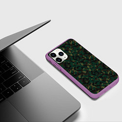 Чехол iPhone 11 Pro матовый Тёмно-Зелёный Сеточный Камуфляж, цвет: 3D-фиолетовый — фото 2