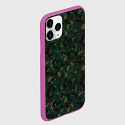 Чехол iPhone 11 Pro матовый Тёмно-Зелёный Сеточный Камуфляж, цвет: 3D-фиолетовый — фото 2