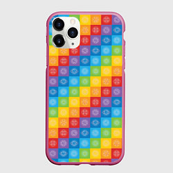 Чехол iPhone 11 Pro матовый Разноцветные Чакры, цвет: 3D-малиновый