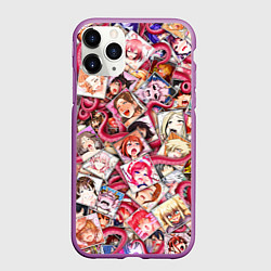 Чехол iPhone 11 Pro матовый Ахегао с щупальцами в цвете, цвет: 3D-фиолетовый