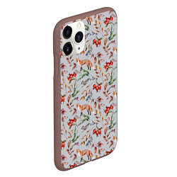 Чехол iPhone 11 Pro матовый Лисы и лесные ягоды, цвет: 3D-коричневый — фото 2