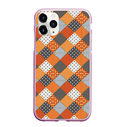 Чехол iPhone 11 Pro матовый Имитация полотна из лоскутков, цвет: 3D-розовый
